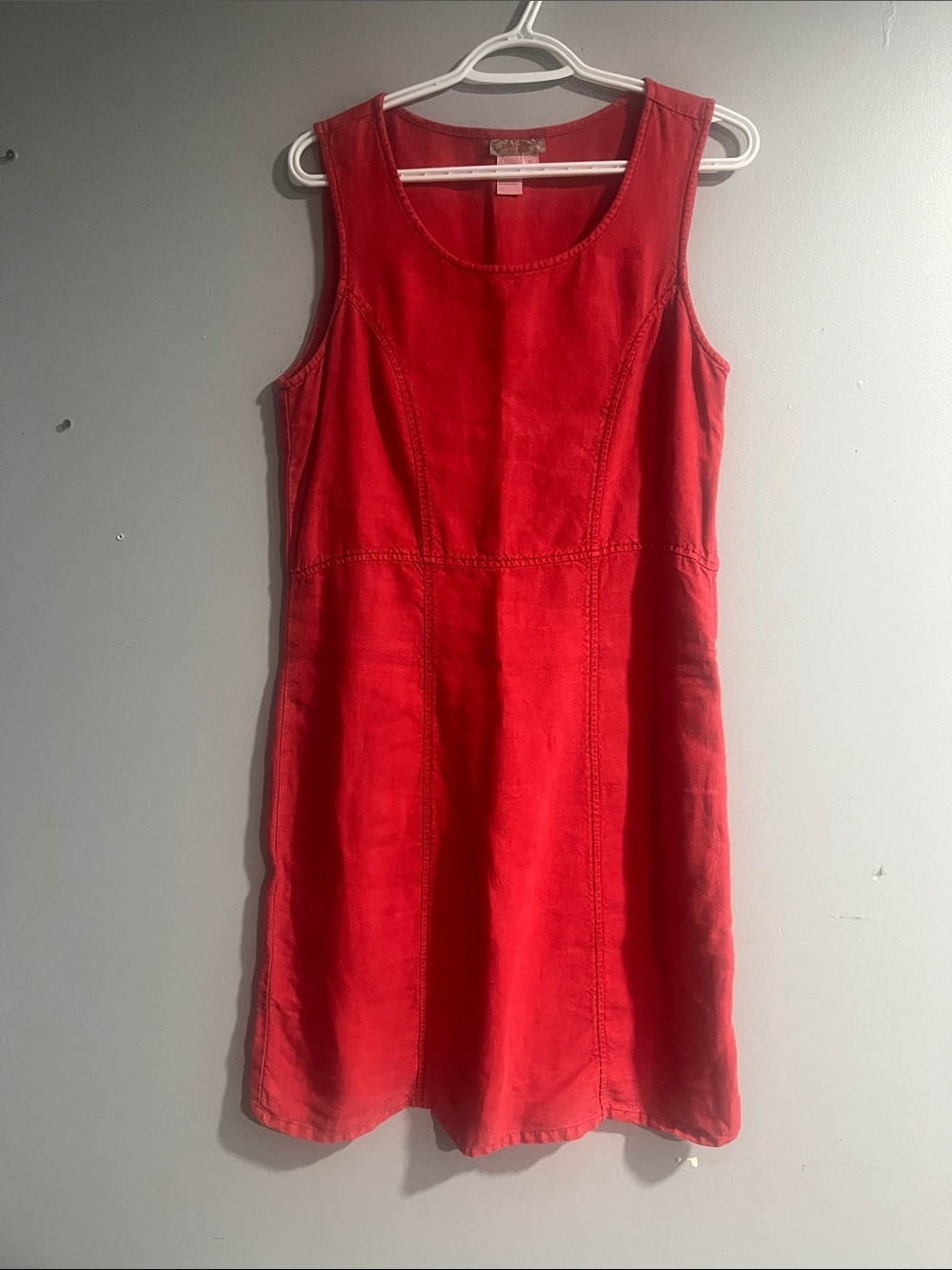 The Territory Ahead Red Sleeveless 100% Linen Mini Dress 8